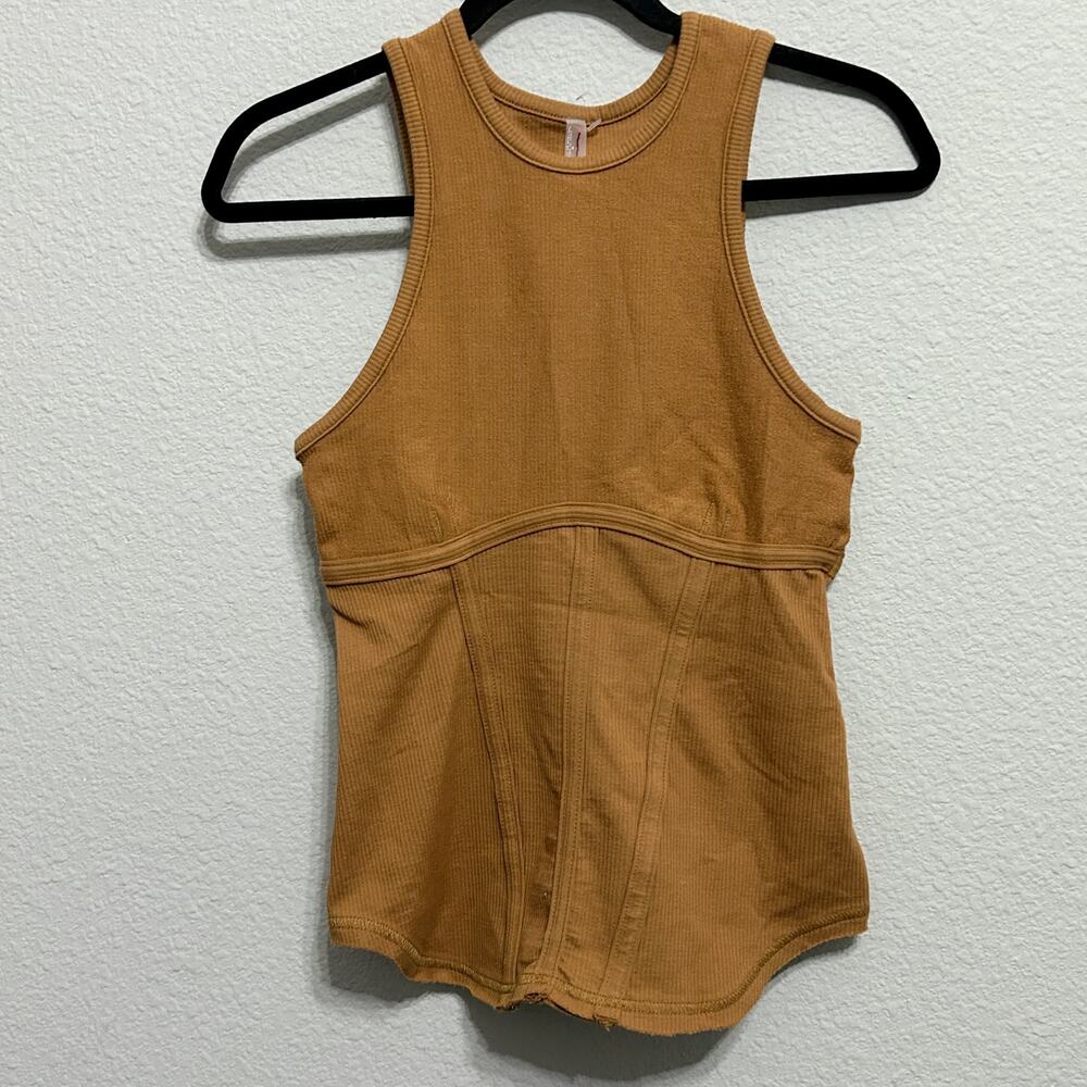 NEW Free People Headstart Sand Purple Corset Sleeveless Tank Top Md Athleisure - Picture 5 of 8